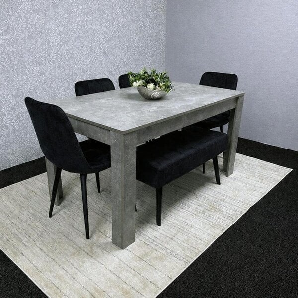 Kosy Koala 6 Seater Dining Table Set with 4 Velvet Chairs and Bench