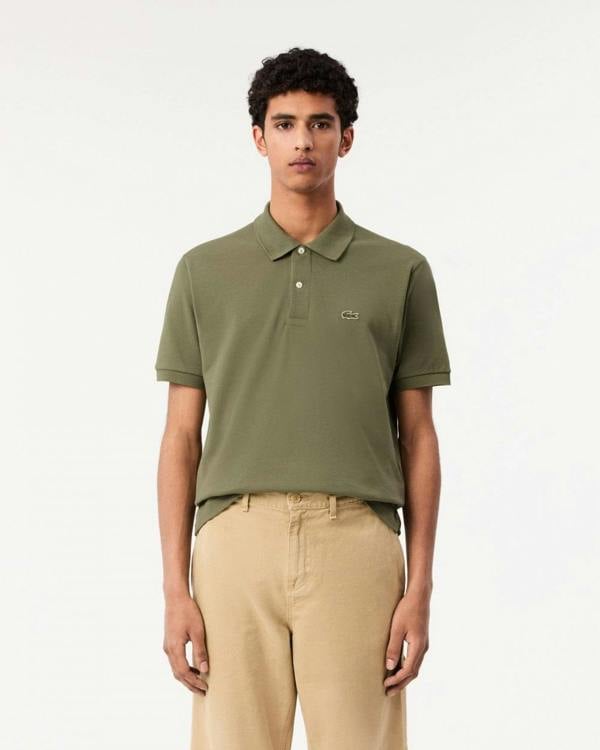 Lacoste Classic Fit L.12.12 Mens Short Sleeve Polo Shirt - Khaki BMY - CHO - Designer Mens Short Sleeve Polo Shirts