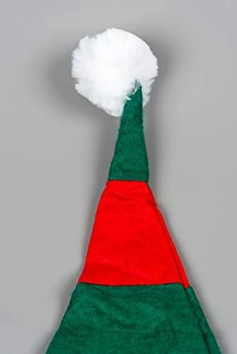 5 Pack Christmas Elf Hat with Ears Red and Green Polyester Fancy Dress Costume Accessory image 7
