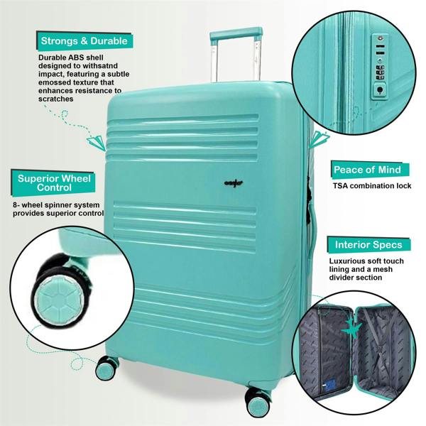 Eagle Luggage Hard Shell Cabin 4 Wheel Luggage TSA Travel Bag