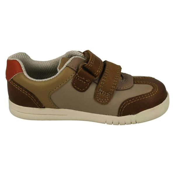 Clarks Boys Clarks Stripe Detailed Hook and Loop Fastening Shoes Den Stripe