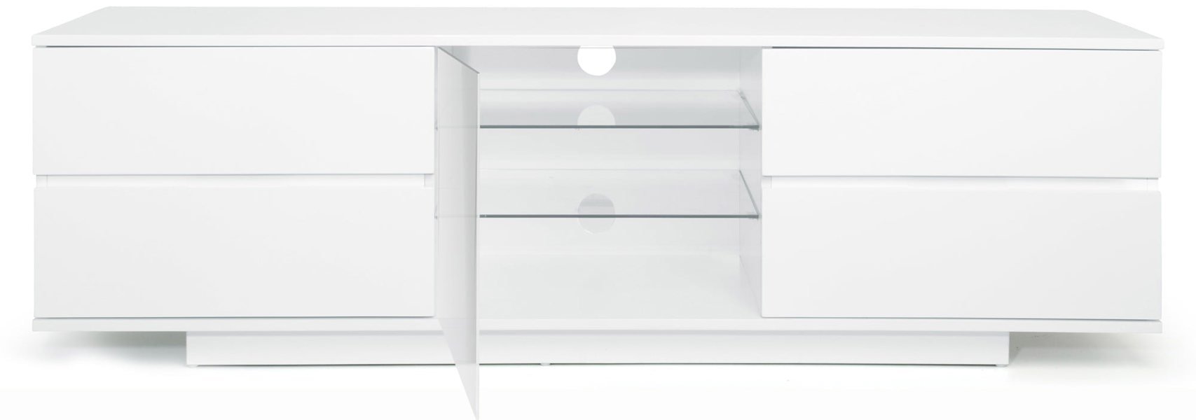 Centurion Supports AVITUS ULTRA White BeamThru Gloss Finish with 4-White Drawers and White Door 32"-65" Flat Screen TV Cabinet
