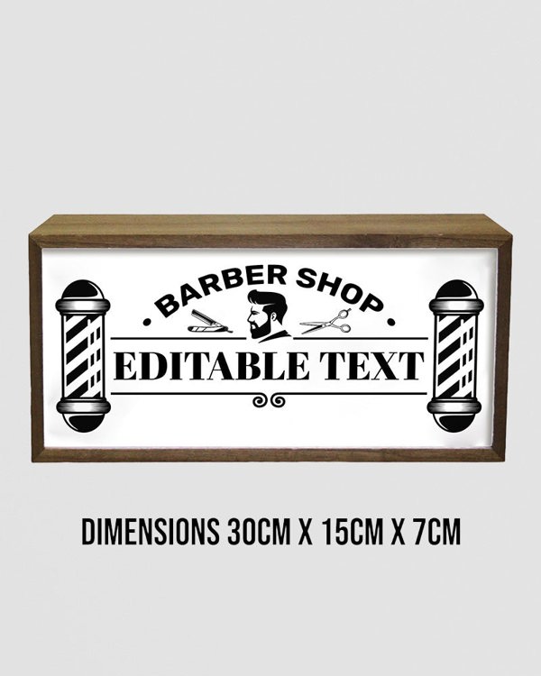 Personalised Light Box Sign for Barbers – Vintage Pole Design with LED Glow