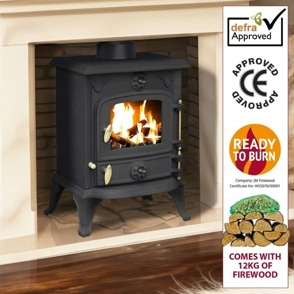 RoyalFire Royal Fire 5kW Cast Iron Multifuel Stove + Firewood Starter Kit