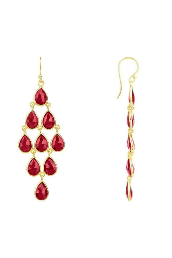 Latelita Erviola Gemstone Cascade Earrings Gold Garnet