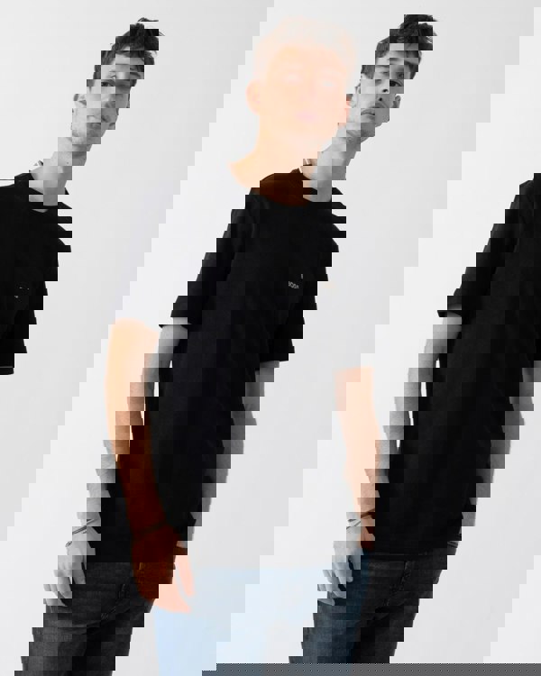 BOSS Green Taddy Mens Cotton Piqué T-Shirt with Oxford-Jacquard Back Collar - Charcoal 015