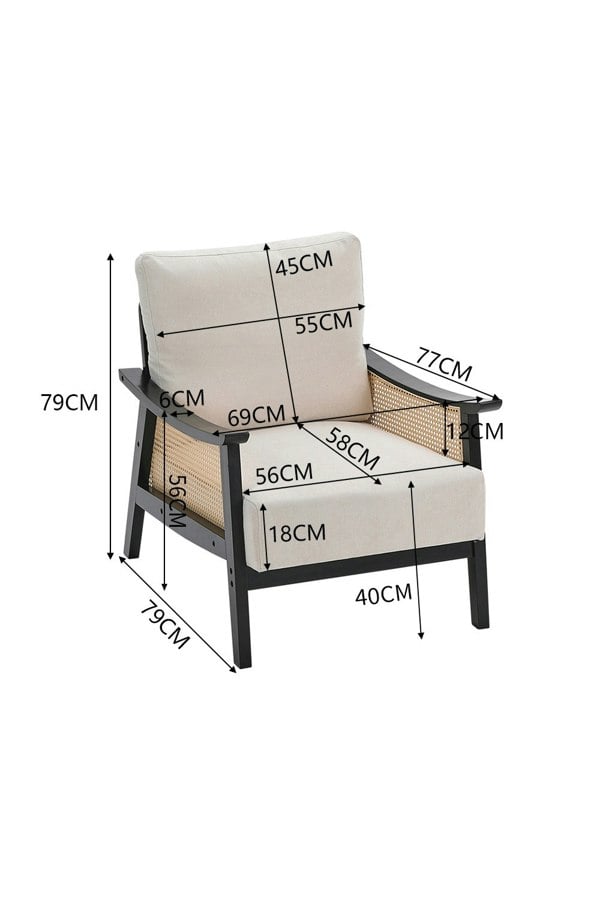 Living and Home Mid Century Rattan ArmChair