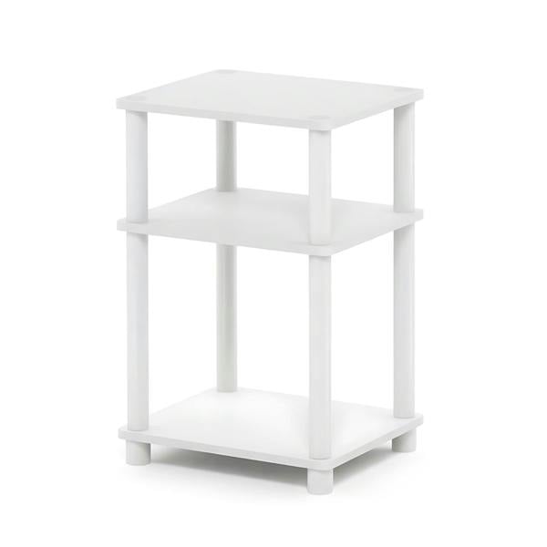 WALPLUS Modern Furniture Piece for Stylish and Functional Home Use | 11087 Just 3 Tier No Tools Tube End Table, White w/White Tube