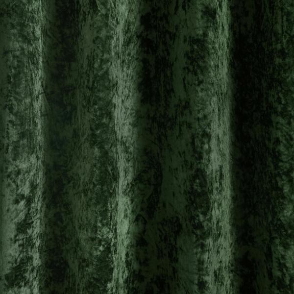 Catherine Lansfield Crushed Velvet Lined Eyelet Curtains Olive Green