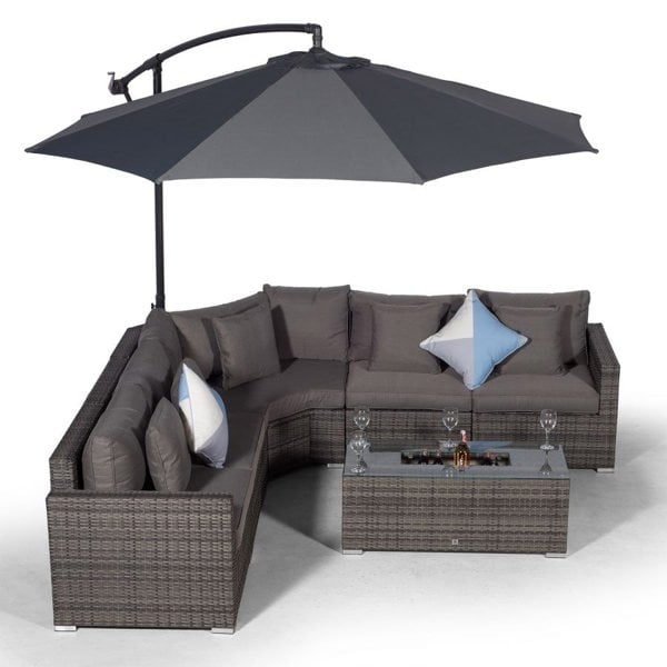 Giardino Santorini L Shape Modular 5 Seat Rattan Corner Sofa Set With Large Drinks Cooler Coffee Table
