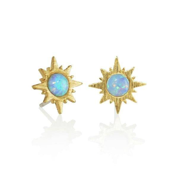 Gold Sunburst Opal Stud Earrings - namana.london