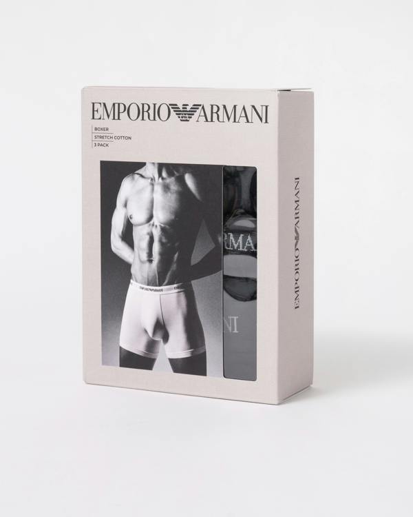 pack of Emporio Armani 3-Pack Mens Boxers with Logo Waistband EM000261-AF14132-MC061 in Black