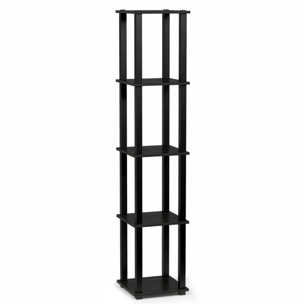 WALPLUS Turn-S-Tube 5-Tier Corner Square Rack Display Shelf with Square Tube, Americano/Black perfect for organized storage and display
