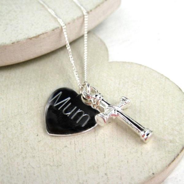 Personalised Sterling Silver Cross Charm Necklace