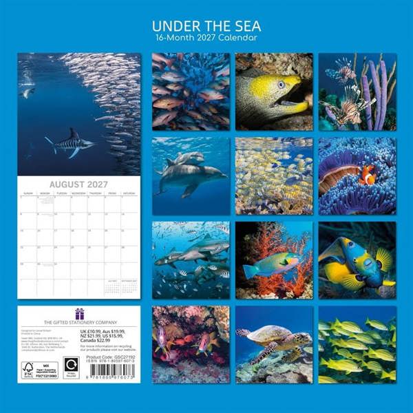 Under The Sea Calendar 2027, Wall Calendars, Month To View, Animals, Gift