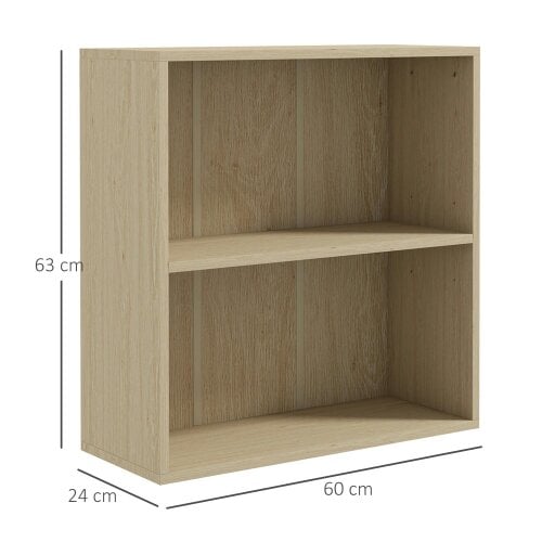 Wyld Haus Kesa Wood Natural Finish Low 2 Tier Bookcase With Adjustable Shelves