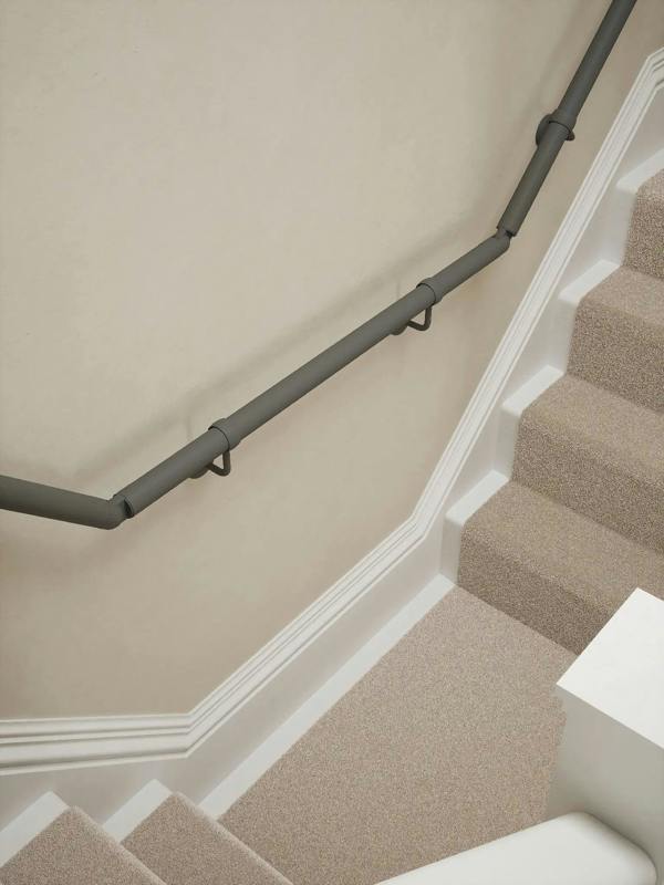 Luddington textured grey t shape handrail showing both elbows