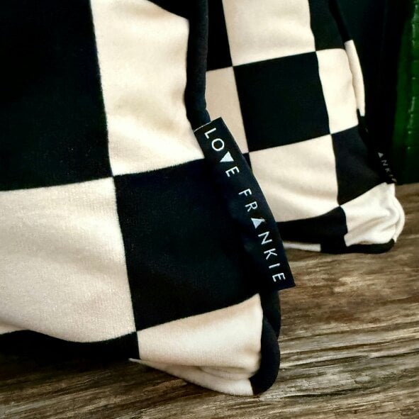 Love Frankie Liquorice Reversible Checkmate & Helter Skelter Cushion