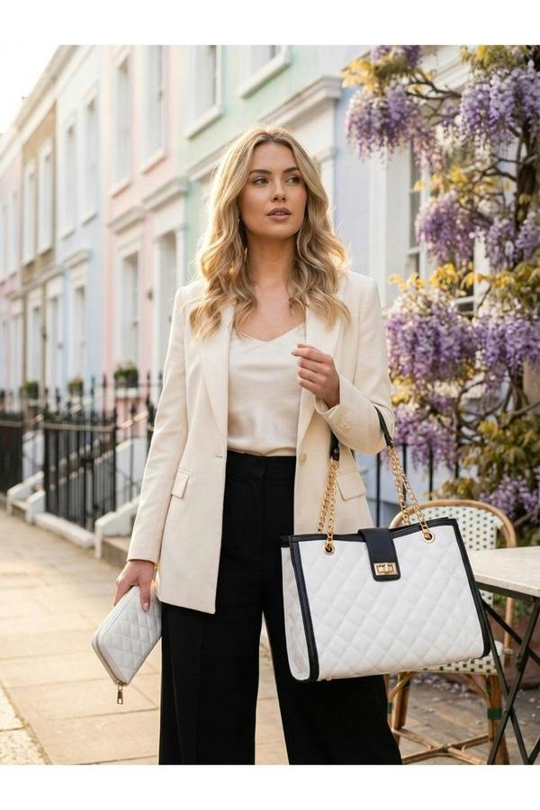 Chloe Quilted Bag & Wallet Set - WHITE