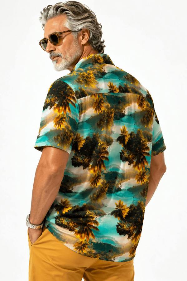 THE GOLDEN PALM TREES HAWAIIAN SHIRT - Claudio Lugli Shirts