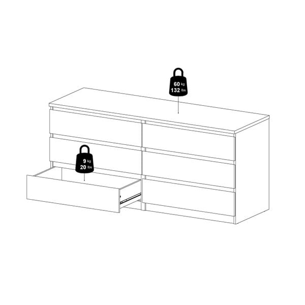 Wyld Haus Budapest Concrete Effect and White Wooden Wide Chest 6 Drawers
