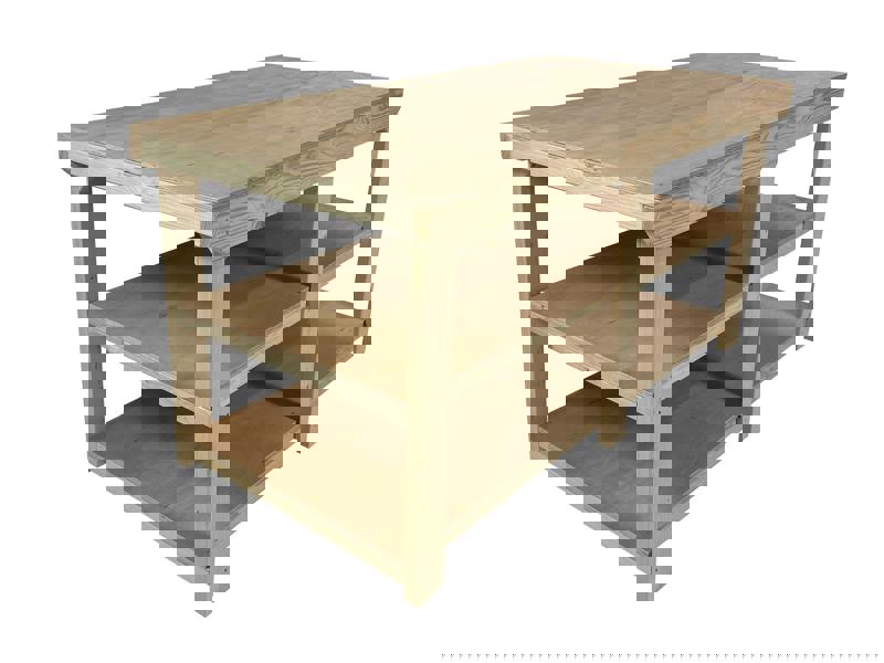 Arbor Garden Solutions Wooden Workbench Eucalyptus Hardwood Top Depth-4ft with Double Shelf