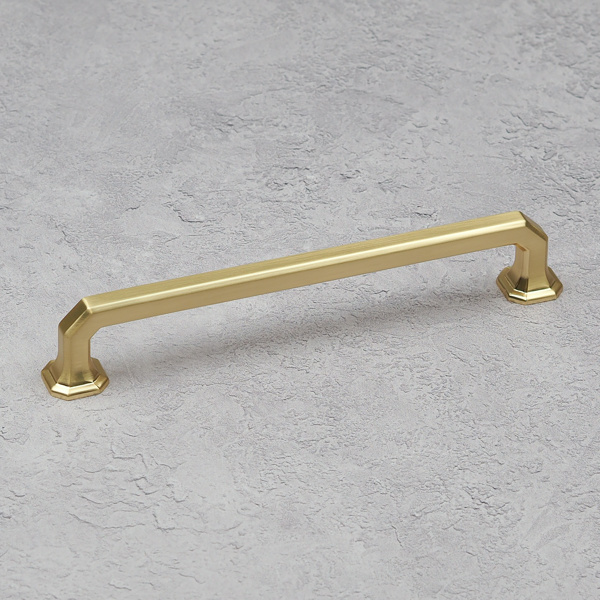 Handle & Home Satin Brass Octagonal Cabinet Handles & Coordinating Knob - 160mm Handle