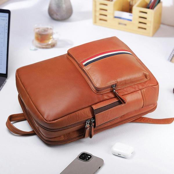 Texan Laptop Backpack with Stripe – Brown 13