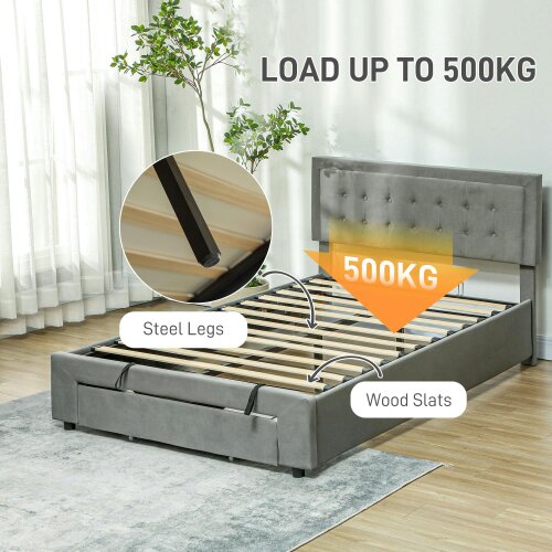 Wyld Haus Rela 4FT6 Double Ottoman Bed Frame with Integrated Front Divan Drawer Storage In Grey