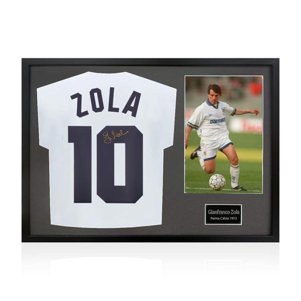 Gianfranco Zola Signed Parma Calcio 1913 Shirt Classic Frame
