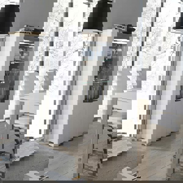 Furniture To Go Toronto Low glazed 2 door display cabinet with internal shelves (inc. Plexi Lighting)