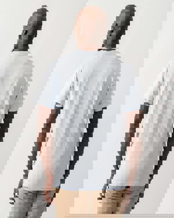 back shot of a model wearing a Belstaff Surface Mens T-Shirt in Sky Blue