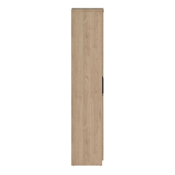 Wyld Haus Budapest Black and Natural Oak Effect Wood Shoe Cabinet 4 Doors 1 Drawer