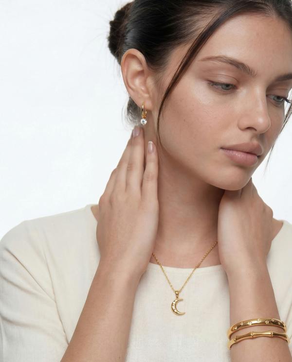 Elk & Bloom 14k Gold Gemstone Droplet Huggie Hoops