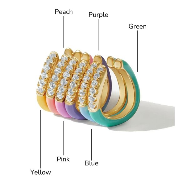 Gold Trip Enamel Wave Ear Cuff - Purple