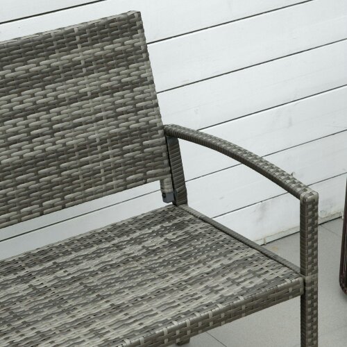 Wyld Haus Mata Rattan Grey 2 Seater Garden Bench With Armrests