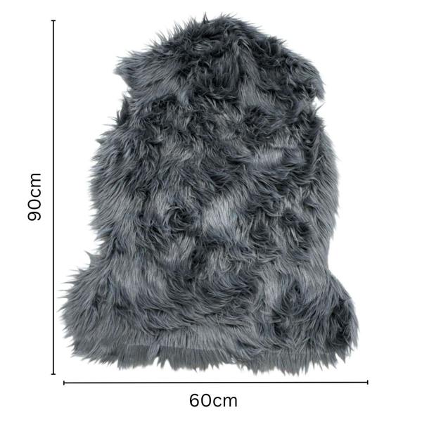Faux Rabbit Fur Rug Dark Grey 60x90cm