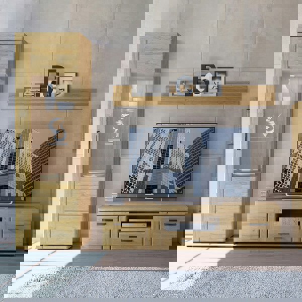 Furniture To Go Cortina Tall glazed display cabinet (RH) in Grandson Oak