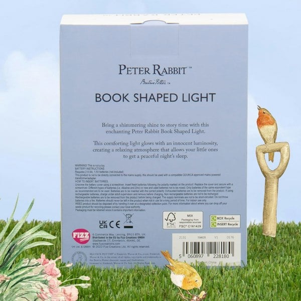 Fizz Creations Peter Rabbit Illuminated Book Shaped Light  120 x 40 x 160mm