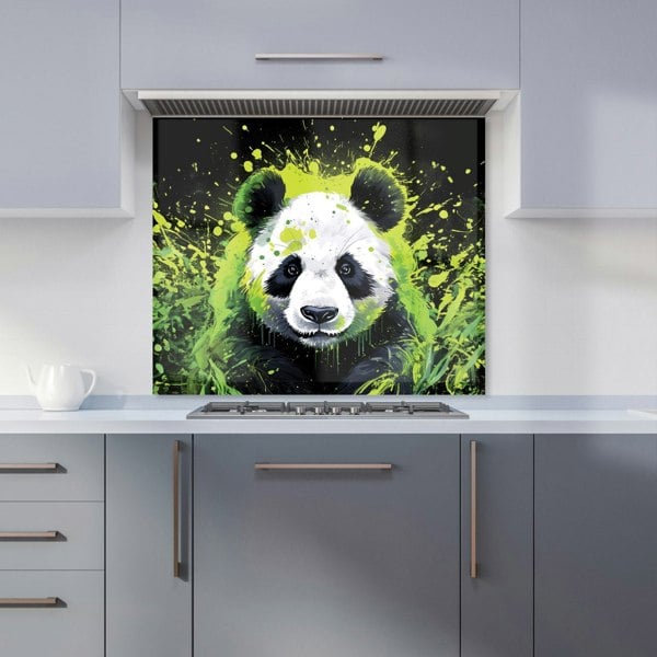 Warren Reed - Designer Green Splashart Panda Face Kitchen Splashback