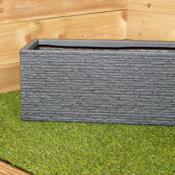 Samuel Alexander 25cm Plastic Ash Grey Slate Effect Garden Patio Trough