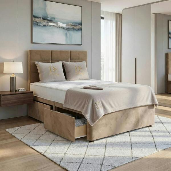 Opal Mink Single Two Drawer Divan Bed