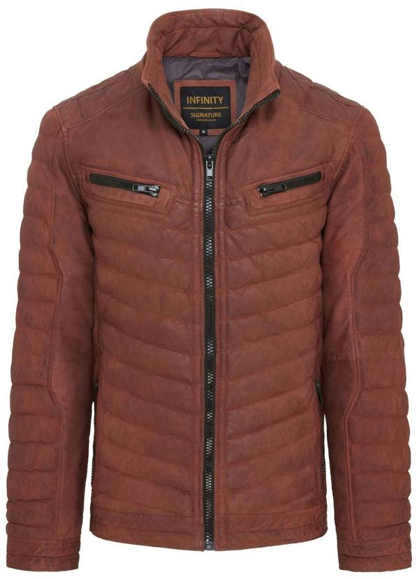 Infinity Leather Mens Quilted Puffer Leather Bomber Jacket - Torpoint
