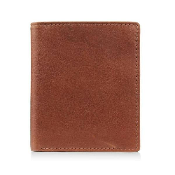 front view of tan leather  wallet for men nico tuscan