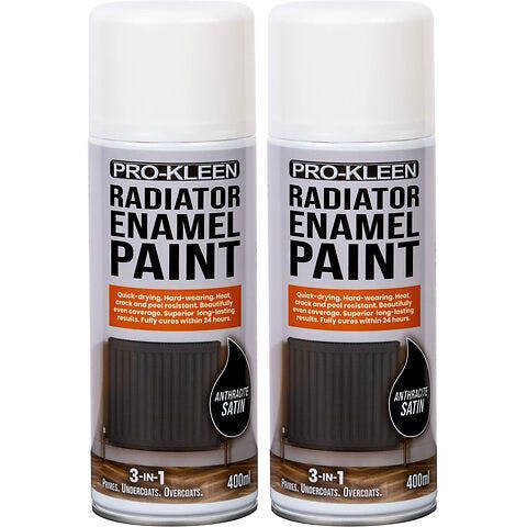 ProKleen Anthracite Satin Heat Resistant Radiator Enamel Paint 400ml x2