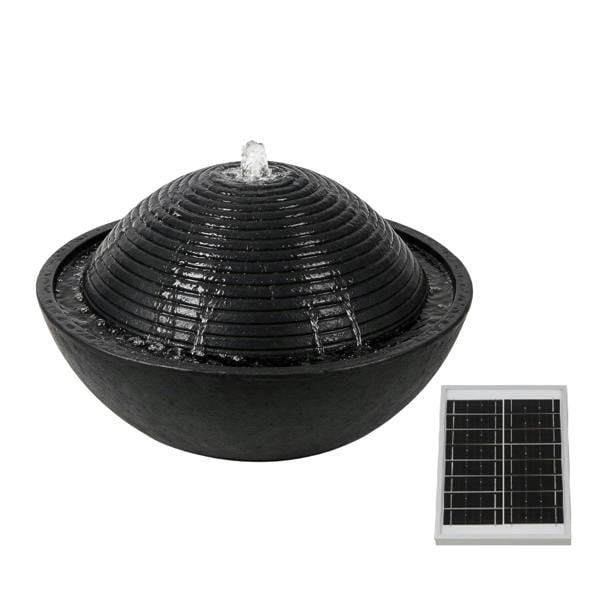Gardenwize Solar Water Feature – Zen Ripple Dome Fountain with LED Lights & Battery Backup