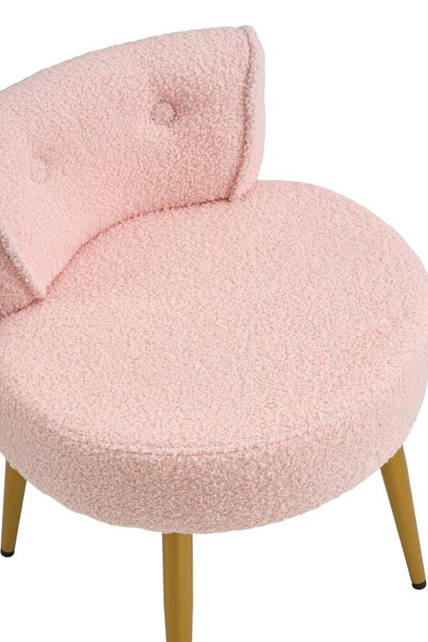 Living and Home Teddy Fleece Dressing Table Stool with Iron Legs