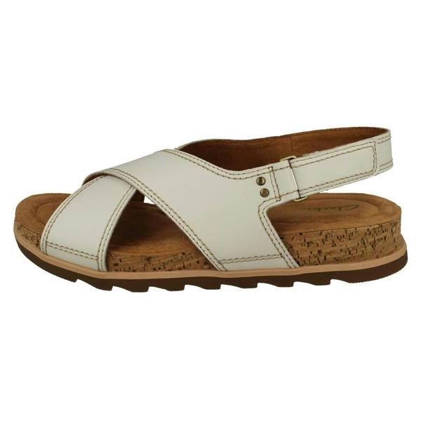 Clarks Ladies Clarks Cross Detailed Slingback Wedge Sandals Yacht Cross