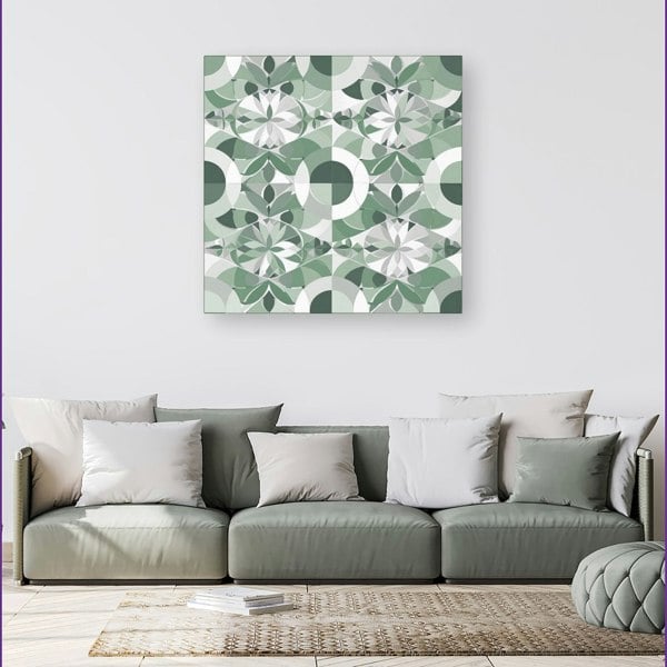 Warren Reed Geometric Pastel Green Canvas