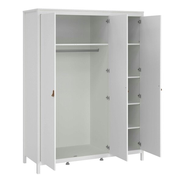 Wyld Haus Wildberry Matt White Wardrobe 3 Doors Leather Handles